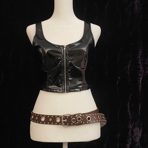 Brown studded belt with silver accents #210 - Picture 8 of 8